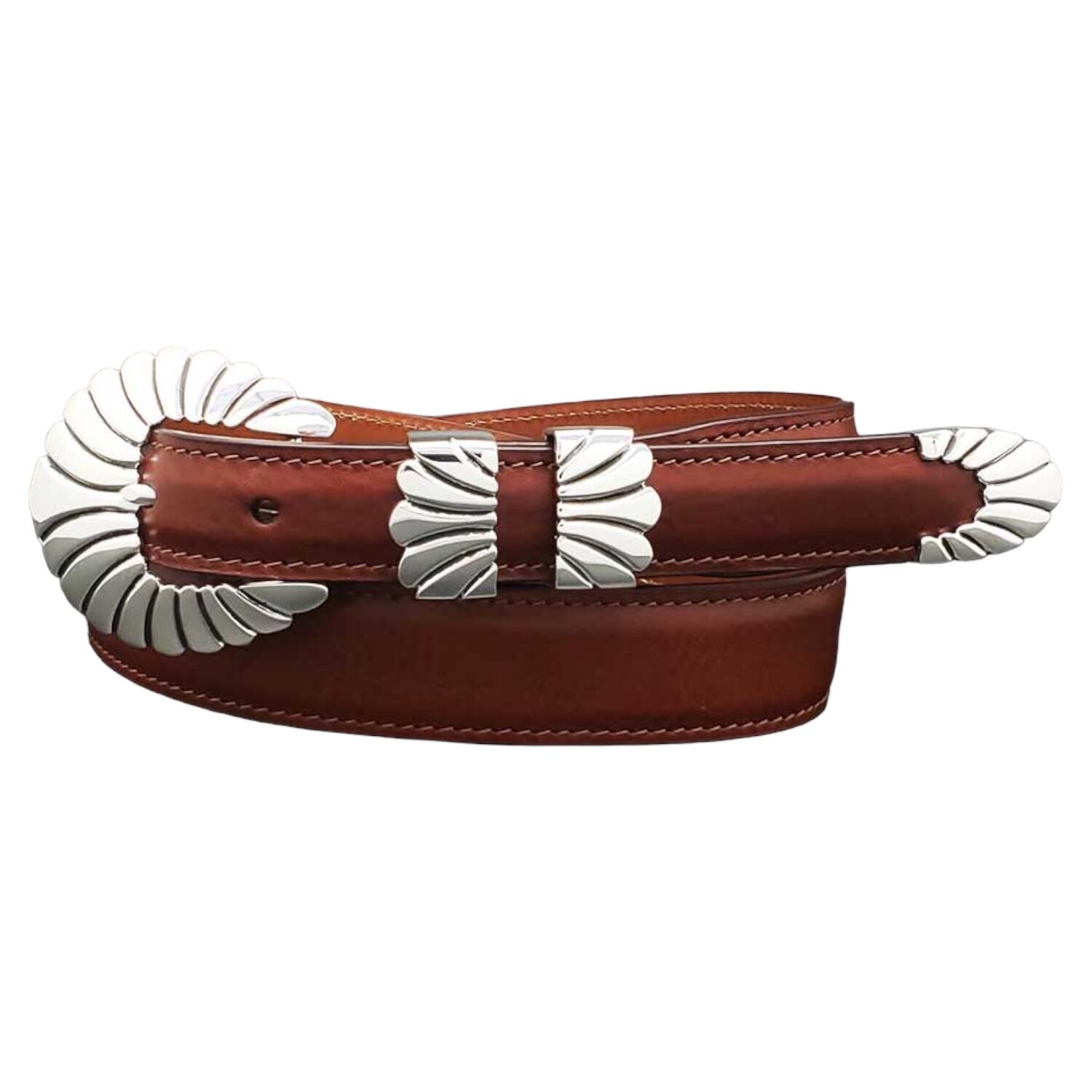 Alexander Kalifano 'The Columbine' 4pc. Sterling Silver Scalloped Ranger Buckle Set